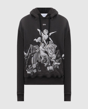 Off-White Черные худи Putti с принтом OMBB085S25FLE002
