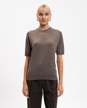 John Smedley Коричневая футболка CERICE из шерсти мериноса CERICE