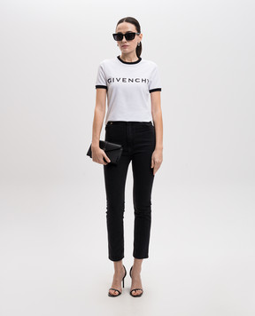 Givenchy Белая футболка с контрастным принтом логотипа BW70BF3YAC