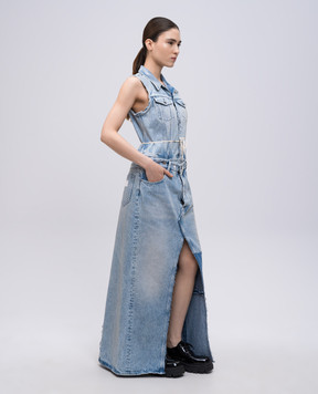 Maison Margiela MM6 Голубое джинсовое платье макси двойной конструкции S62DG0046M30018