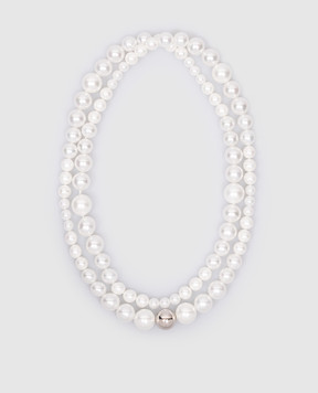 Madreperla Белые бусы с жемчужинами и акцентным серебристым бусином 197822