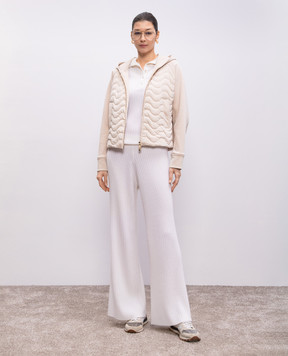 Allude Білі штани кльош з кашеміру в рубчик 25211148