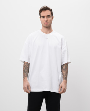 Off-White Біла футболка прямого крою з принтом логотипа OMAA161C99JER001