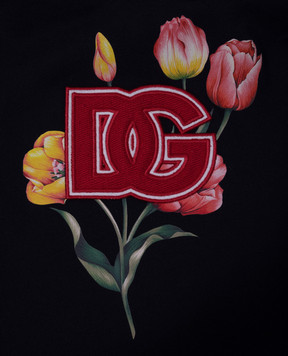 Dolce&Gabbana Дитяча синя сукня з квитковим принтом та логотипом L5JD8YG7NMK812+