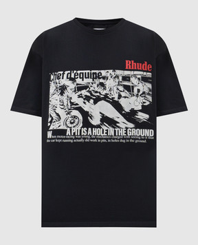Rhude Чорна футболка CHAMPIONS DU MONDE RHSS25TT14012