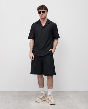 Off-White Черные шорты с шелком в тканом узоре. OMCB092C99FAB001