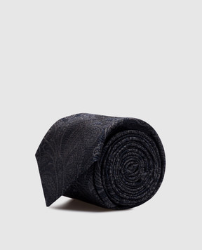 Brunello Cucinelli Синий галстук из шелка в цветочный узор. MV8890018
