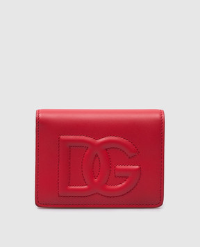 Dolce&Gabbana Червоне шкіряне портмоне з вишивкою монограми логотипа BI1211AG081