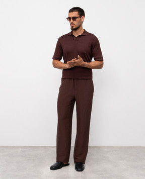Loro Piana Коричневые брюки Marlyn из льна и шелка FAP7107