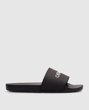 Off-White Черные шлепанцы с логотипом OMIU002C99MAT001