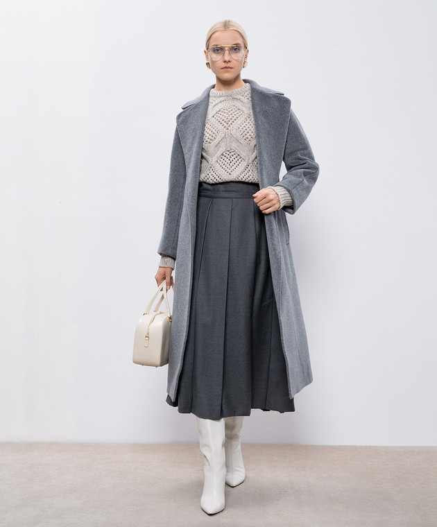 Max Mara Weekend Серое пальто на запах TEMPERA с шерстью альпаки TEMPERA изображение 2