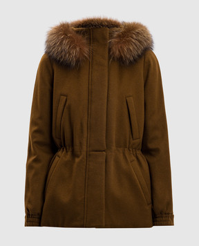 Loro Piana Коричнева парка Icery з кашеміру з хутром FAF8086
