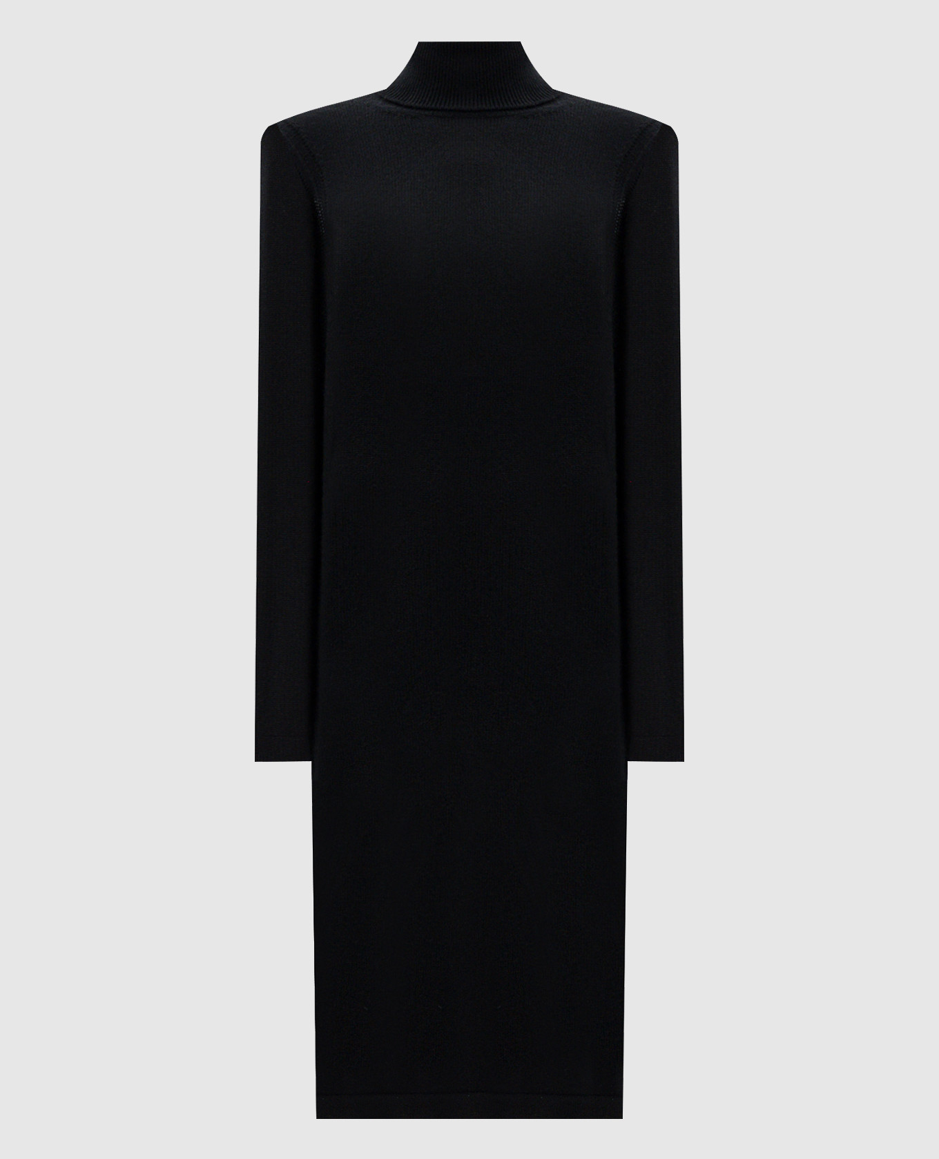 

Черное платье миди из кашемира, Черный, Повседневные платья