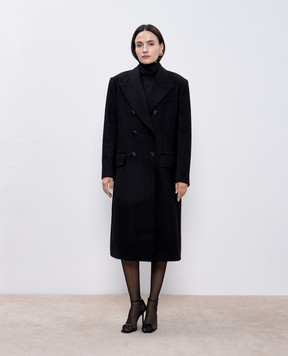 Dolce&Gabbana Черное двубортное пальто с шерстью F0F1MTHUMN1