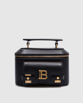 Balmain Черная кожаная сумка с монограммой логотипа EN1BH952LSLX