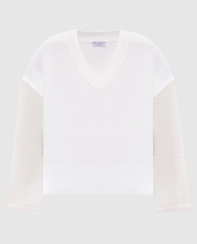 Brunello Cucinelli Білий пуловер з ланцюжком моніль M19256202