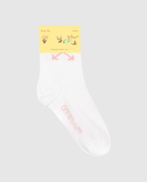 Off-White Детские белые носки с узором эмблемы. OGRA004S25KNI001