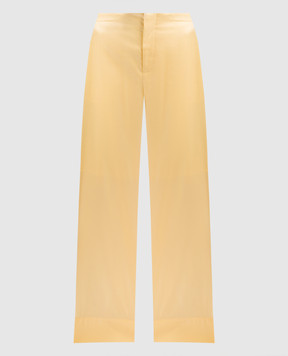 AERON Жовті атласні штани VAPOR з розрізами VAPOR