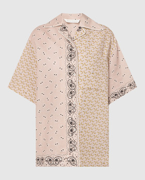 Palm Angels Розовая рубашка с леном в принт пейсли. PWGG005S24FAB003