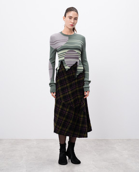Maison Margiela Зелена сукня з вовною в клітинку S29CT0553