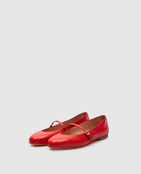 Santoni Красные кожаные балетки с кристаллами. WAAH71319KI1NSZA