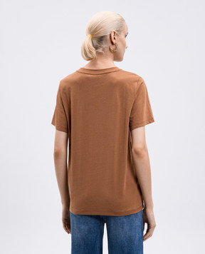 Twinset Коричнева футболка з логотипом 252TP2057