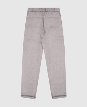 Brunello Cucinelli Детские серые брюки из шерсти с отворотами BE226P113C