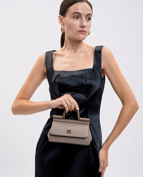 Dolce&Gabbana Серая кожаная сумка Sicily с логотипом BB7116B1001