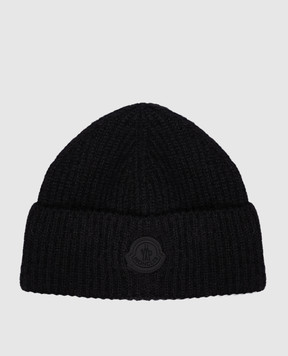 Moncler Чорна шапка з вовною з логотипом K20933B00024M7454