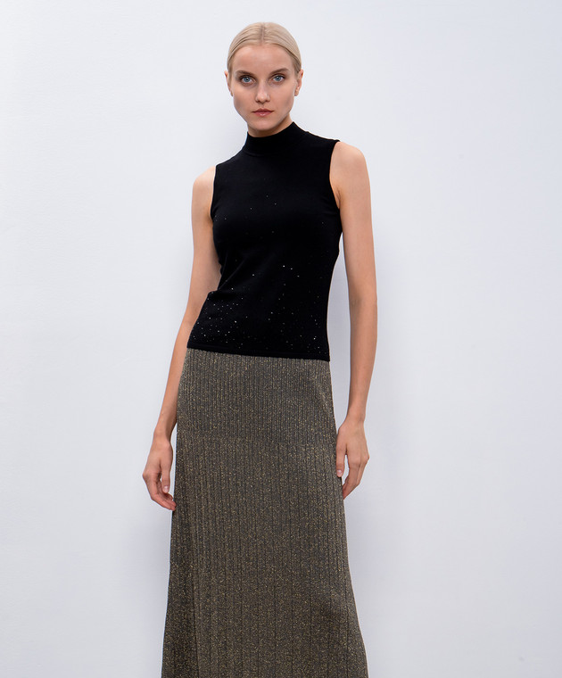 Twinset Черный топ с кристаллами 242LI3TCC изображение 3