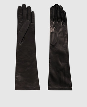 Sermoneta Gloves Чорні шкіряні подовжені рукавички 301B8BT
