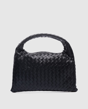 Bottega Veneta Чорна шкіряна сумка Hop з плетінням 763966V3IV1