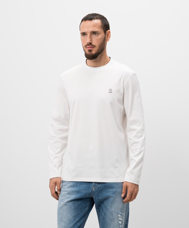 Brunello Cucinelli Белый лонгслив с логотипом M0B137436 изображение 3