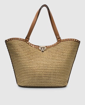 Valentino Бежевая сумка тоут Rockstud 4W2B0N30MZI
