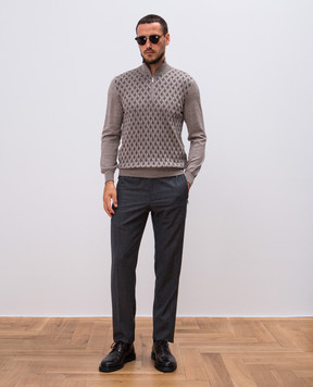 Bertolo Cashmere Бежевый джемпер с шерстью и шелком в тканом узоре. 902052001839