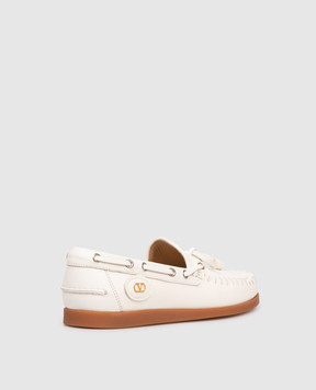 Valentino Бежеві шкіряні мокасини з емблемою VLogo Signature 7W2S0MW1PNJ