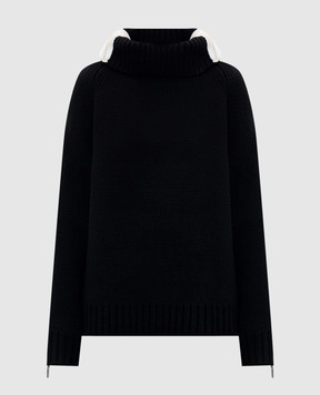 Helmut Lang Чорний светр з вовни та кашеміру з блискавками O06HW797