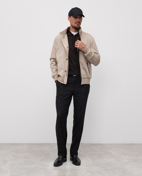 ISAIA Коричневе поло з вовни з вишивкою MG8020YP005
