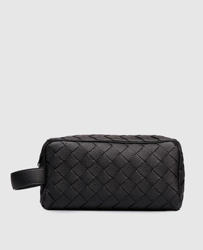 Bottega Veneta Черный кожаный несесер с плетением 729295V5I50
