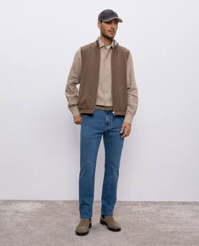 Loro Piana Бежевая рубашка André из льна FAF2545