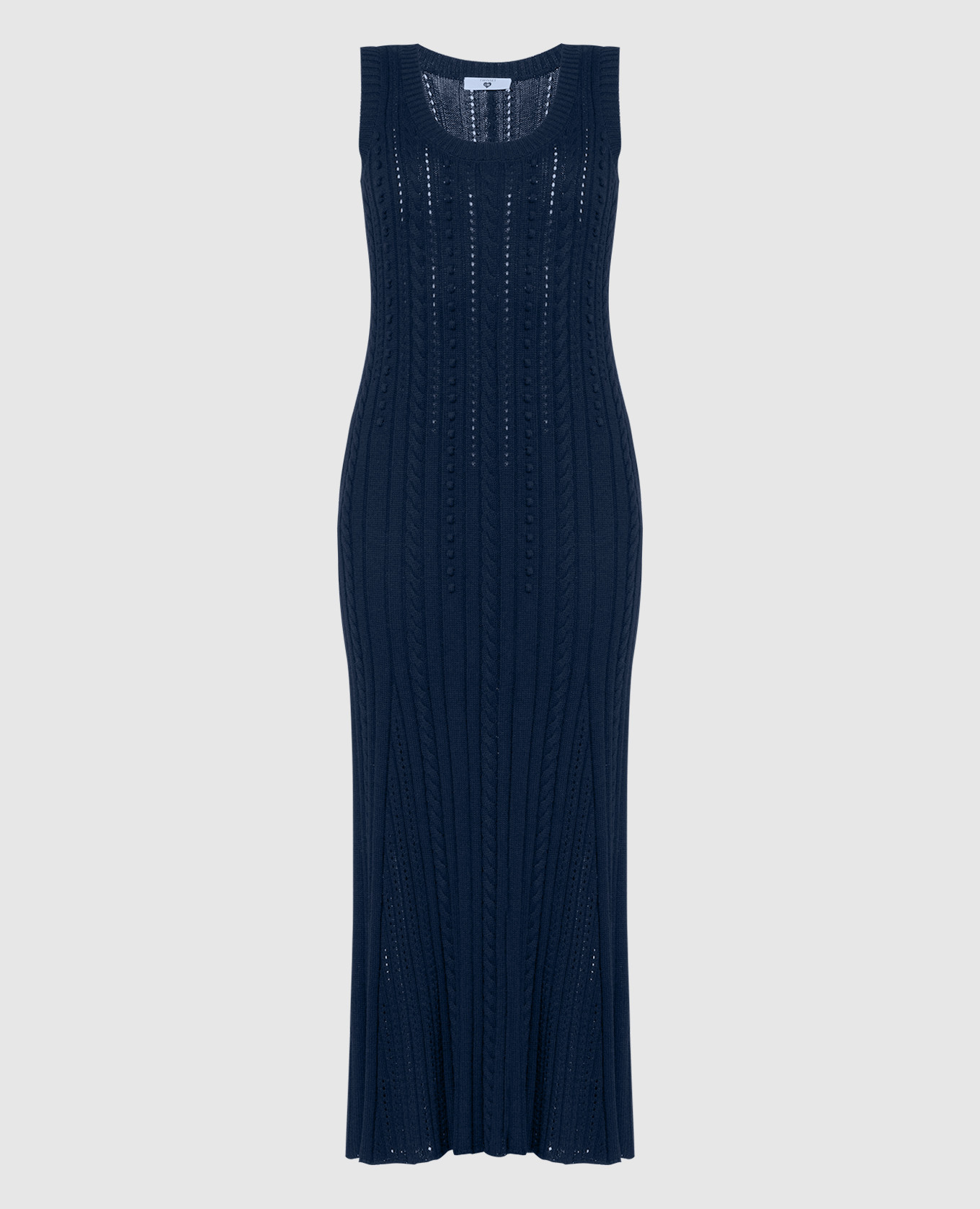 Blue dress with textured pattern with logo
