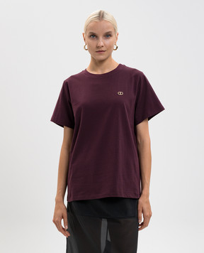 Twinset Бордова футболка з логотипом 252TP2057