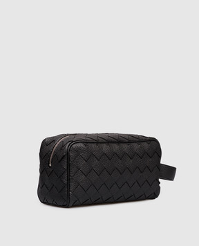 Bottega Veneta Черный кожаный несесер с плетением 729295V5I50