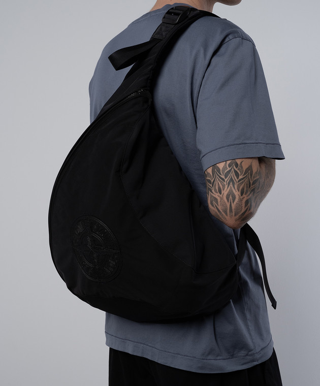 Stone Island Черная сумка-слинг Zaino с вышивкой логотипа 8115918M5 изображение 2