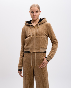 Balmain Коричневый спортивный пиджак в логотип шаблон монограммы. DF2JX000JJ52