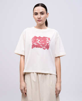 Woolrich Бежева футболка з принтом CFWWTE0105FRUT3855