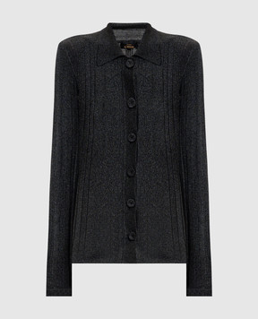 Twinset Чорний кардиган в рубчик з люрексом 252AP3022