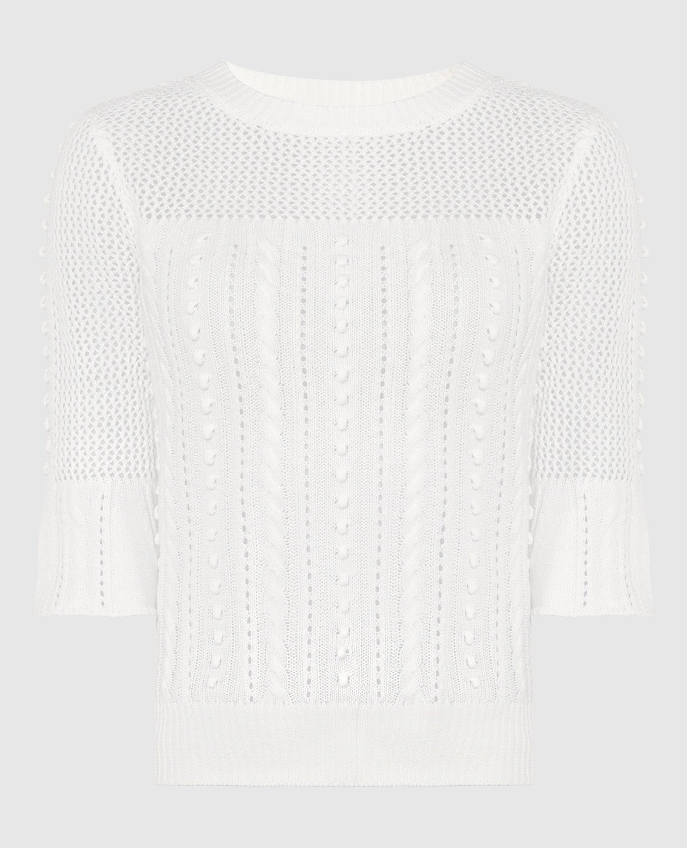 White jumper with a textured pattern