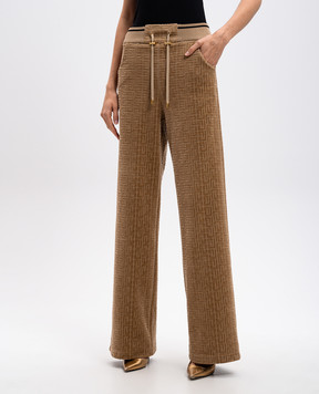 Balmain Коричневые спортивные брюки в логотип шаблон монограммы. DF2OB010JJ52