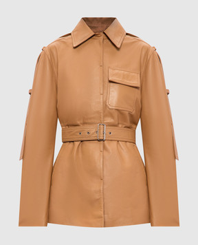 Victoria Beckham Бежева шкіряна куртка 1125LJK006078A